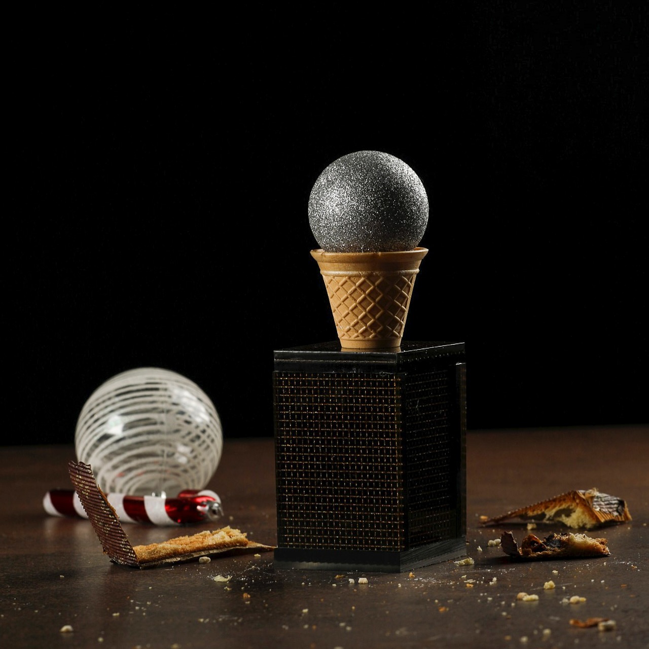 Gelato sfera argento delle feste